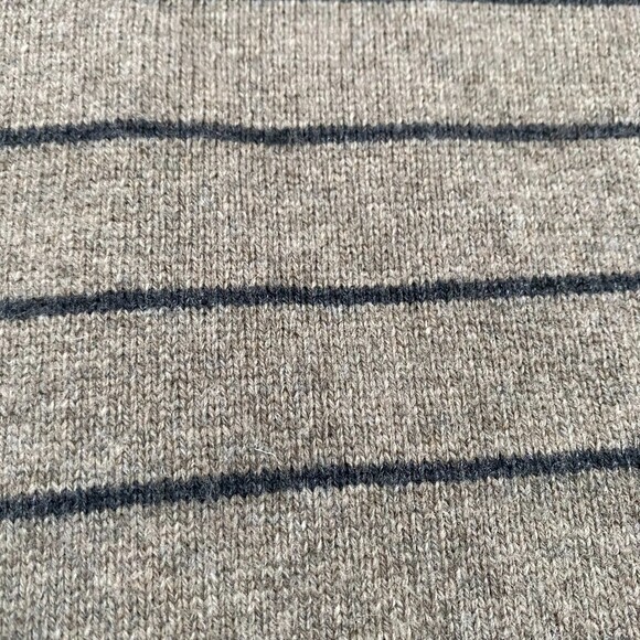 Eddie Bauer Oatmeal Stripe Wool Blend Zip Henley Pullover Sweater Size Large - Picture 6 of 10